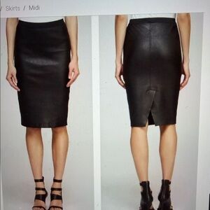 Helmut Lang Black Leather Pencil Skirt